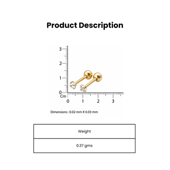 Sleek inlay single brilliance gold plated stud earring 4