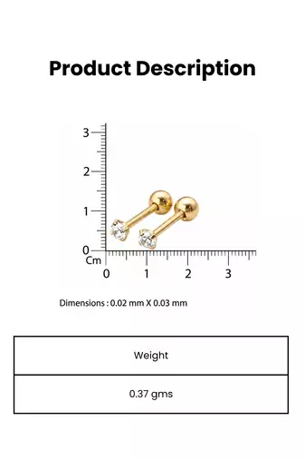 Sleek inlay single brilliance gold plated stud earring