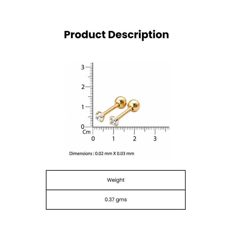 Sleek inlay single brilliance gold plated stud earring