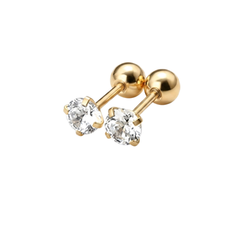 Sleek inlay lone sparkle gold plated stud earring 1