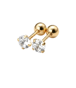 Sleek inlay lone sparkle gold plated stud earring
