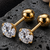 Sleek inlay lone sparkle gold plated stud earring