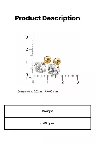 Sleek inlay lone sparkle gold plated stud earring