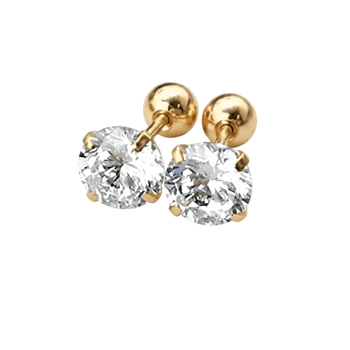 Sleek inlay solo gold plated stud earring 1