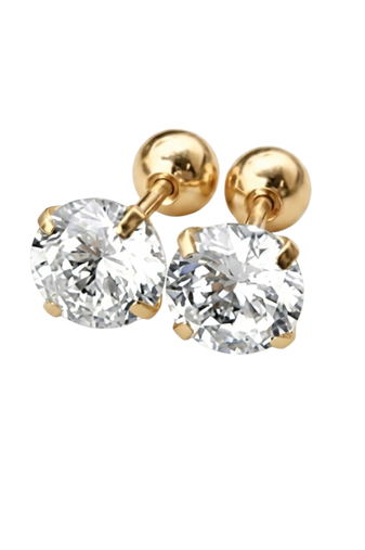 Sleek inlay solo gold plated stud earring
