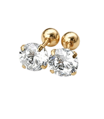 Sleek inlay solo gold plated stud earring
