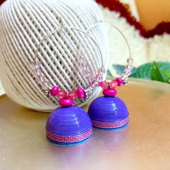 Lavender color ethnic hoops quilling jhumkas 1