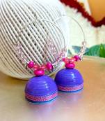 Lavender color ethnic hoops quilling jhumkas