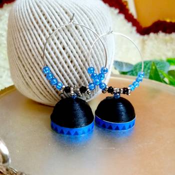 Black color ethnic hoops quilling jhumkas 1