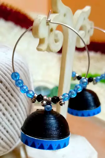 Black color ethnic hoops quilling jhumkas