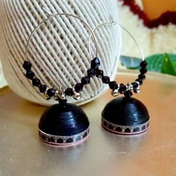 Black color ethnic hoops quilling jhumkas 1