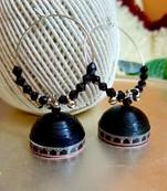 Black color ethnic hoops quilling jhumkas
