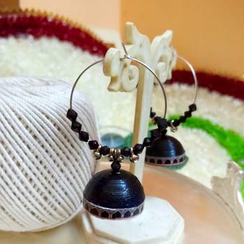 Black color ethnic hoops quilling jhumkas 2
