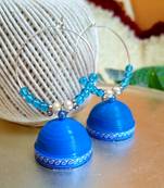 Blue color ethnic hoops quilling jhumkas