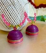 Purple color ethnic hoops quilling jhumkas