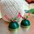 Green color ethnic hoops quilling jhumkas