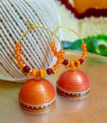 Copper color ethnic hoops quilling jhumkas