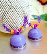 Lavender color ethnic hoops quilling jhumkas