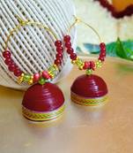 Maroon color ethnic hoops quilling jhumkas