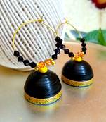 Black color ethnic hoops quilling jhumkas
