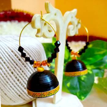 Black color ethnic hoops quilling jhumkas 2
