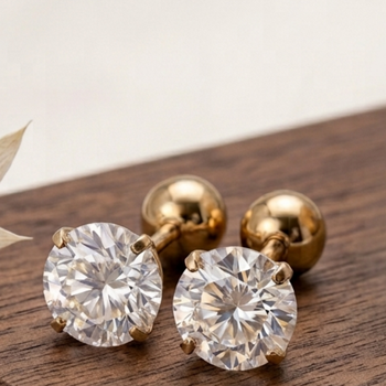 Sleek inlay solo gold plated stud earring 2