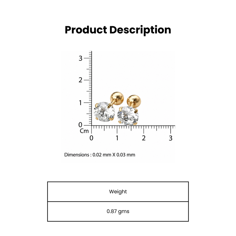 Sleek inlay solo gold plated stud earring