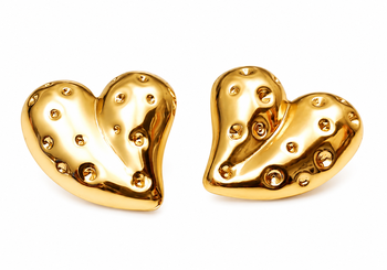 Anti-tarnish, stud back, polished finish, women's jewellery, bold heart design 5