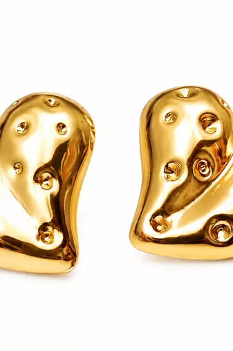 Anti-tarnish, stud back, polished finish, women's jewellery, bold heart design