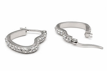Heart shape crystal hoop earrings, silver tone, anti-tarnish 5