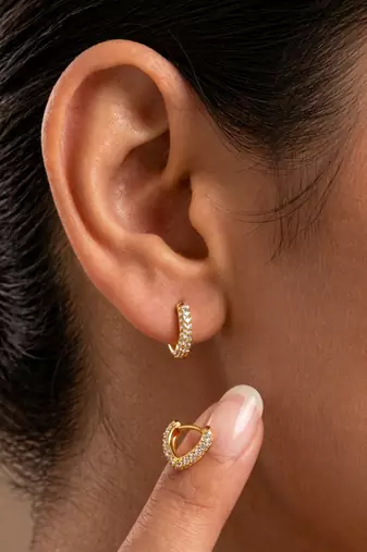 chic fusion chevron gold plated hoop earring