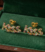 Kiss gold plated stud earring