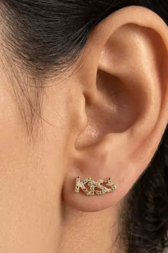Kiss gold plated stud earring