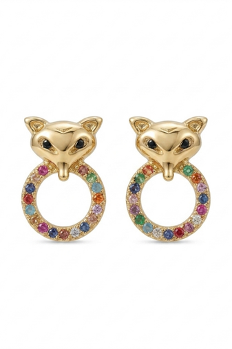 Kitty eyes gold plated stud earring