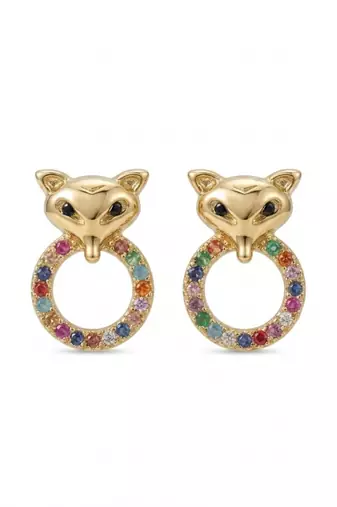 Kitty eyes gold plated stud earring