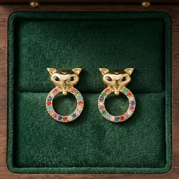 Kitty eyes gold plated stud earring 2