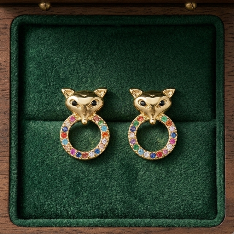 Kitty eyes gold plated stud earring