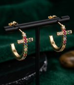 Hollow cuff gold plated stud earring