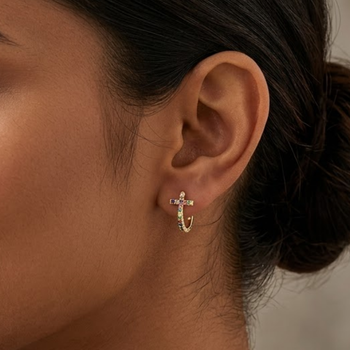 Hollow cuff gold plated stud earring 2