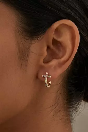 Hollow cuff gold plated stud earring