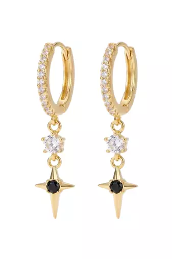 midnight bloom, victorian style gold plated hoop earring
