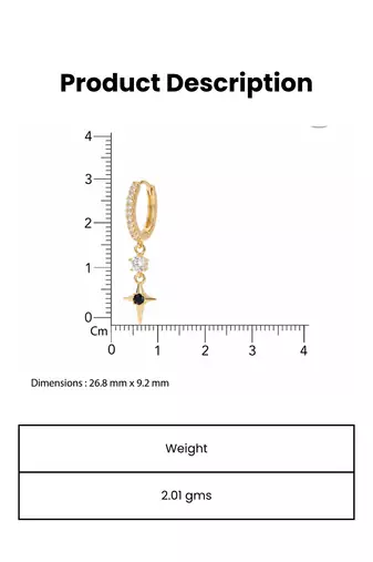 midnight bloom, victorian style gold plated hoop earring