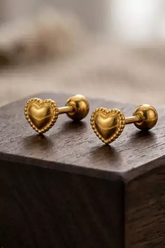 Cupid bubble gold plated stud earring