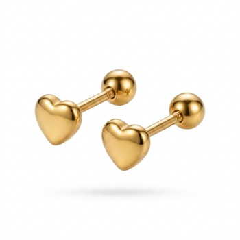 Cupid heart icon gold plated stud earring 1