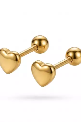 Cupid heart icon gold plated stud earring