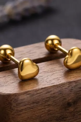 Cupid heart icon gold plated stud earring