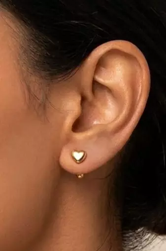 Cupid heart icon gold plated stud earring