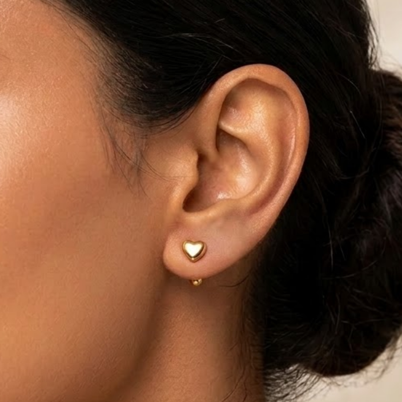 Cupid heart icon gold plated stud earring