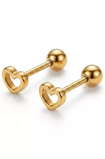 Cupid hollow gold plated stud earring