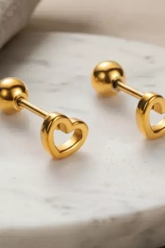 Cupid hollow gold plated stud earring